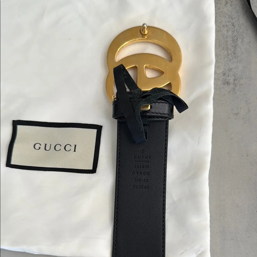 Gucci Black Belt with Gold GG Buckle